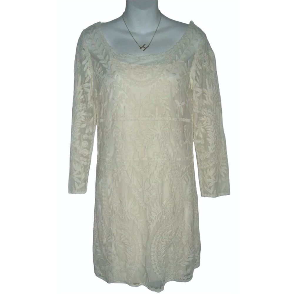 Express Dress Lace Sheer Ivory Boho Western Bohemian Romantic Coquette Feminine